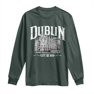 Dublin Castle Ireland Est 988 Travel Souvenir Long Sleeve Shirt TS11 Dark Forest Green Print Your Wear