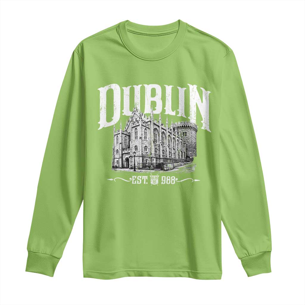 Dublin Castle Ireland Est 988 Travel Souvenir Long Sleeve Shirt TS11 Lime Print Your Wear