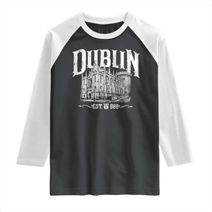 Dublin Castle Ireland Est 988 Travel Souvenir Raglan Shirt TS11 Black White Print Your Wear