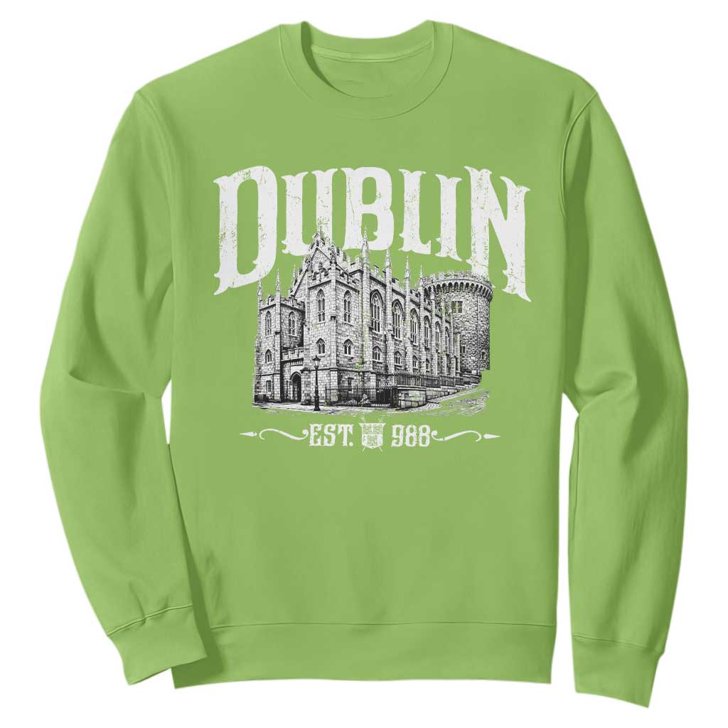 Dublin Castle Ireland Est 988 Travel Souvenir Sweatshirt TS11 Lime Print Your Wear