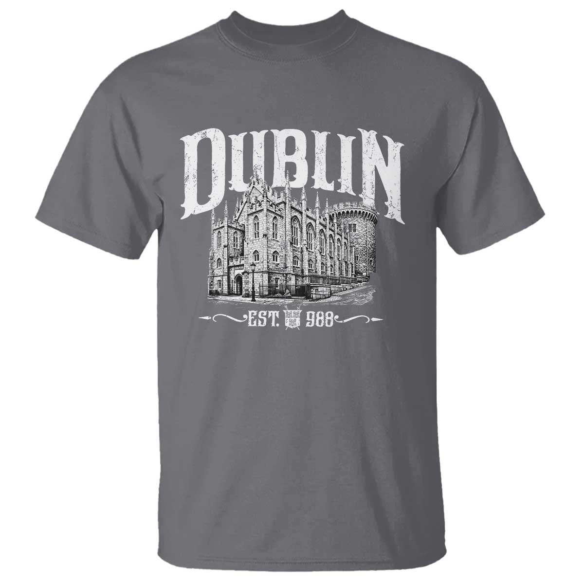 Dublin Castle Ireland Est 988 Travel Souvenir T Shirt TS11 Charcoal Print Your Wear