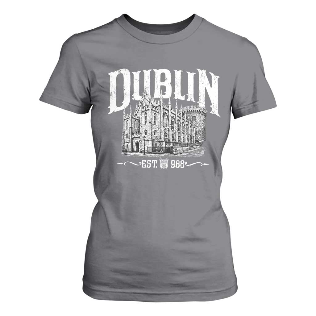 Dublin Castle Ireland Est 988 Travel Souvenir T Shirt For Women TS11 Charcoal Print Your Wear