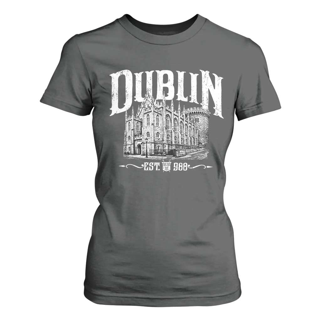 Dublin Castle Ireland Est 988 Travel Souvenir T Shirt For Women TS11 Dark Heather Print Your Wear