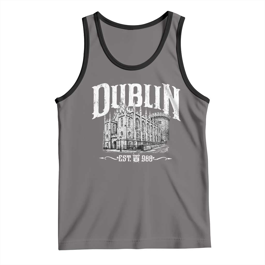 Dublin Castle Ireland Est 988 Travel Souvenir Tank Top TS11 Deep Heather Black Print Your Wear