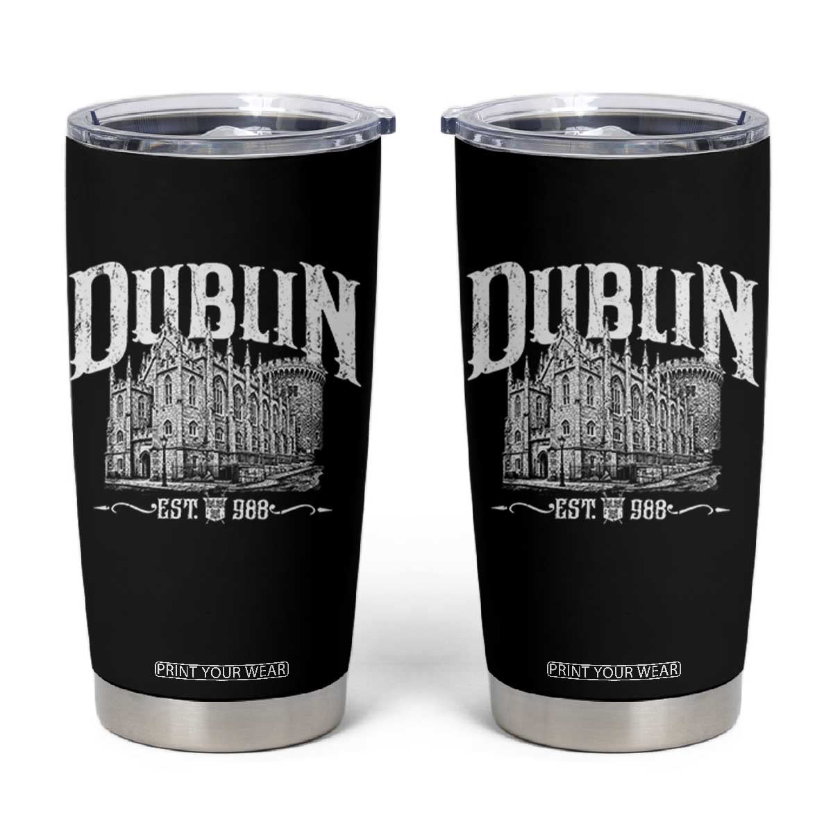Dublin Castle Ireland Est 988 Travel Souvenir Tumbler Cup TS11 Black Print Your Wear