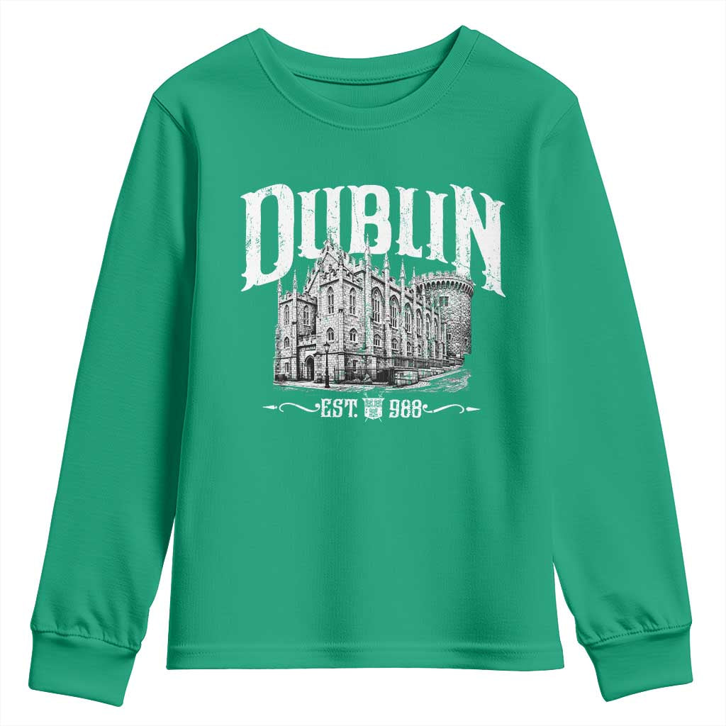 Dublin Castle Ireland Est 988 Travel Souvenir Youth Sweatshirt TS11 Irish Green Print Your Wear