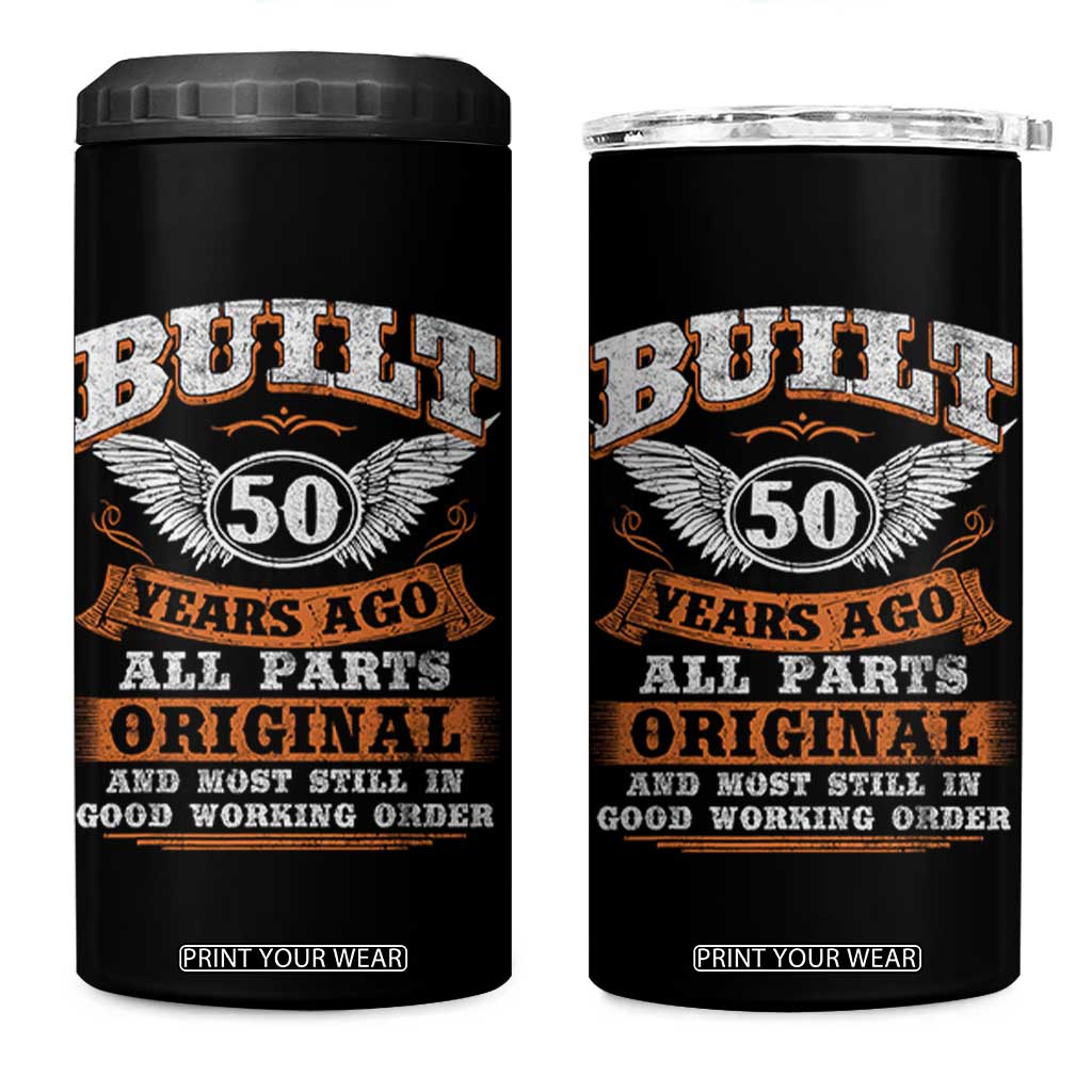 Funny 50th Birthday 4 in 1 Can Cooler Tumbler Built 50 Years Ago All Parts Original And Most Still In Good Working Order TS11 One Size: 16 oz Black Print Your Wear