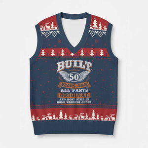 Funny 50th Birthday V-Neck Knit Sweater Vest Built 50 Years Ago All Parts Original And Most Still In Good Working Order TS11 Navy Red Print Your Wear