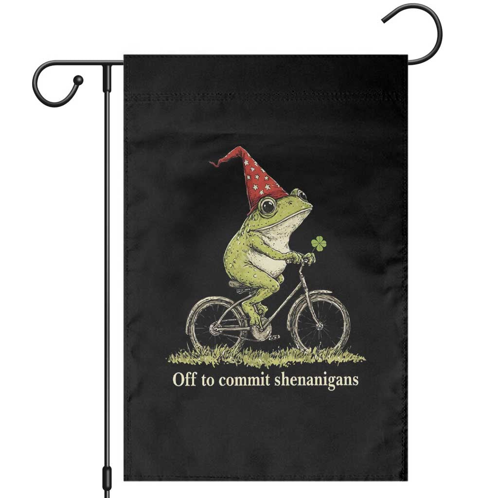 Funny Frog St Patricks Day Garden Flag Off To Commit Shenanigans Four Leaf Clover TS11 Black Print Your Wear