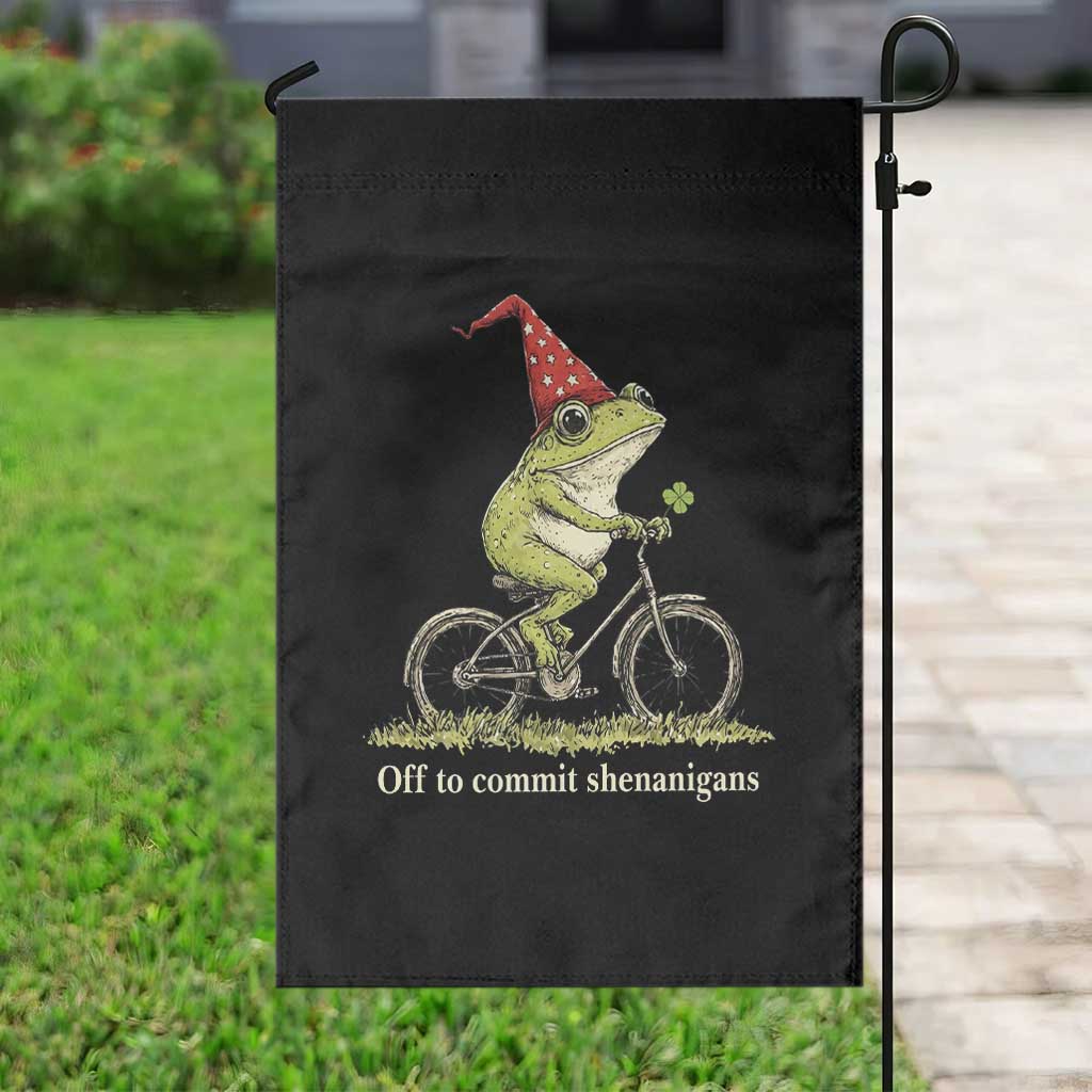 Funny Frog St Patricks Day Garden Flag Off To Commit Shenanigans Four Leaf Clover TS11 Print Your Wear