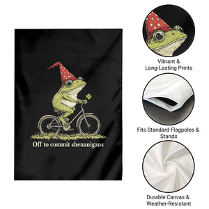 Funny Frog St Patricks Day Garden Flag Off To Commit Shenanigans Four Leaf Clover TS11 Print Your Wear