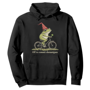 Funny Frog St Patricks Day Hoodie Off To Commit Shenanigans Four Leaf Clover TS11 Black Print Your Wear