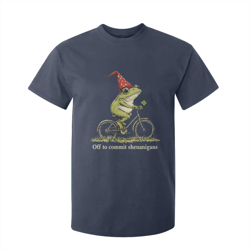 Funny Frog St Patricks Day T Shirt For Kid Off To Commit Shenanigans Four Leaf Clover TS11 Navy Print Your Wear