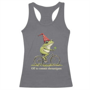 Funny Frog St Patricks Day Racerback Tank Top Off To Commit Shenanigans Four Leaf Clover TS11 Charcoal Print Your Wear