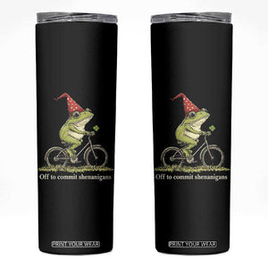 Funny Frog St Patricks Day Skinny Tumbler Off To Commit Shenanigans Four Leaf Clover TS11 Black Print Your Wear