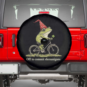 Funny Frog St Patricks Day Spare Tire Cover Off To Commit Shenanigans Four Leaf Clover TS11 Black Print Your Wear