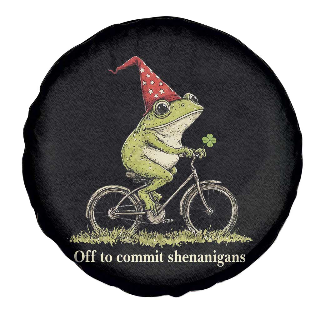 Funny Frog St Patricks Day Spare Tire Cover Off To Commit Shenanigans Four Leaf Clover TS11 Print Your Wear