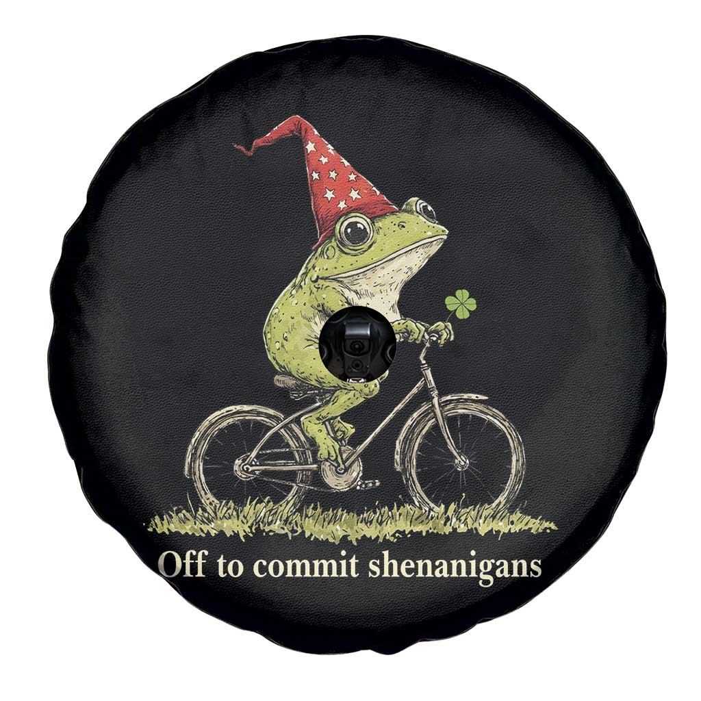 Funny Frog St Patricks Day Spare Tire Cover Off To Commit Shenanigans Four Leaf Clover TS11 Print Your Wear