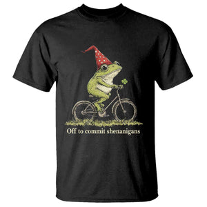 Funny Frog St Patricks Day T Shirt Off To Commit Shenanigans Four Leaf Clover TS11 Black Print Your Wear