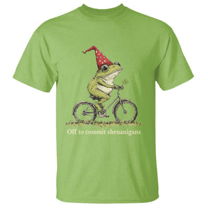 Funny Frog St Patricks Day T Shirt Off To Commit Shenanigans Four Leaf Clover TS11 Lime Print Your Wear