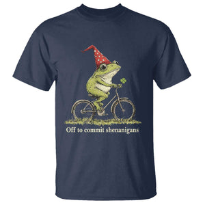 Funny Frog St Patricks Day T Shirt Off To Commit Shenanigans Four Leaf Clover TS11 Navy Print Your Wear