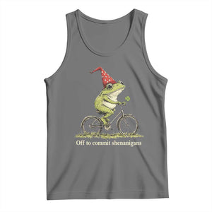 Funny Frog St Patricks Day Tank Top Off To Commit Shenanigans Four Leaf Clover TS11 Black Heather Print Your Wear