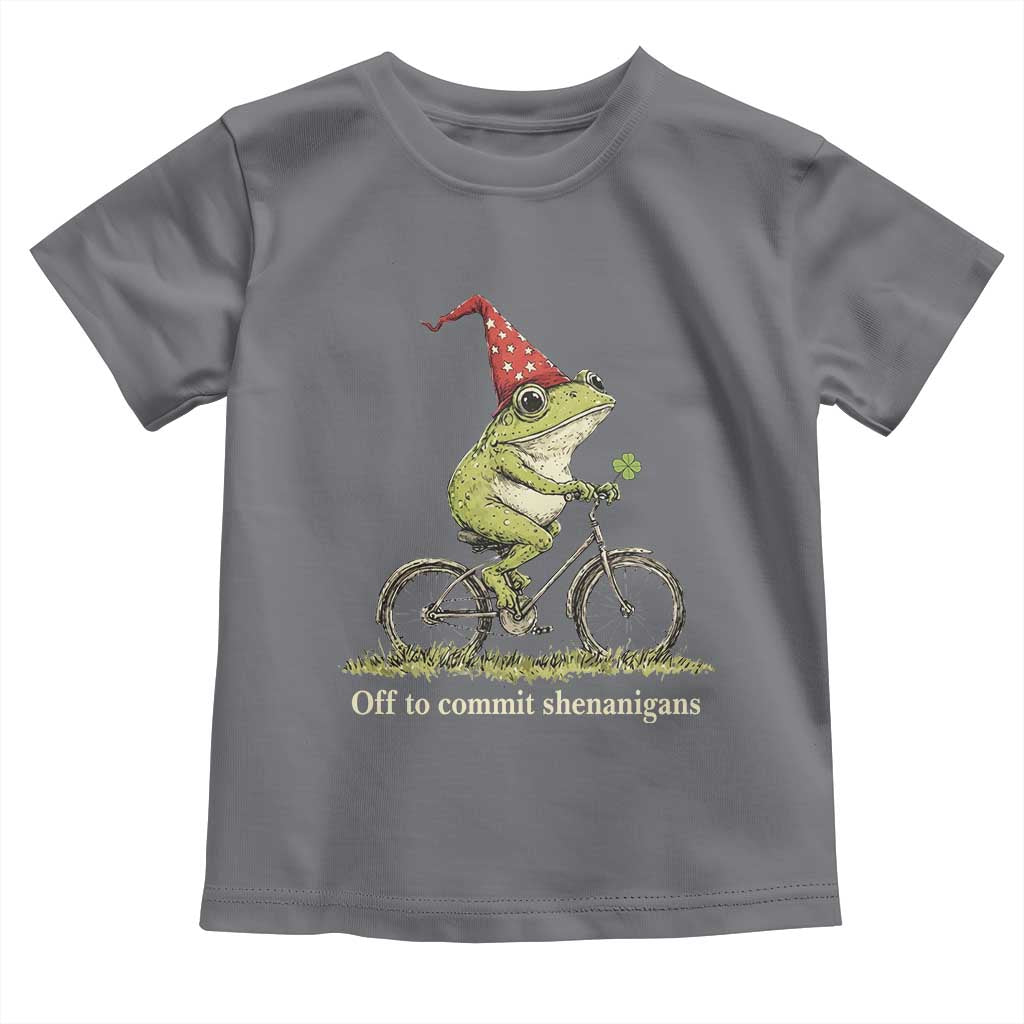 Funny Frog St Patricks Day Toddler T Shirt Off To Commit Shenanigans Four Leaf Clover TS11 Charcoal Print Your Wear