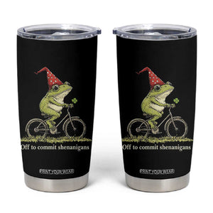 Funny Frog St Patricks Day Tumbler Cup Off To Commit Shenanigans Four Leaf Clover TS11 Black Print Your Wear