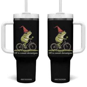Funny Frog St Patricks Day Tumbler With Handle Off To Commit Shenanigans Four Leaf Clover TS11 One Size: 40 oz Black Print Your Wear
