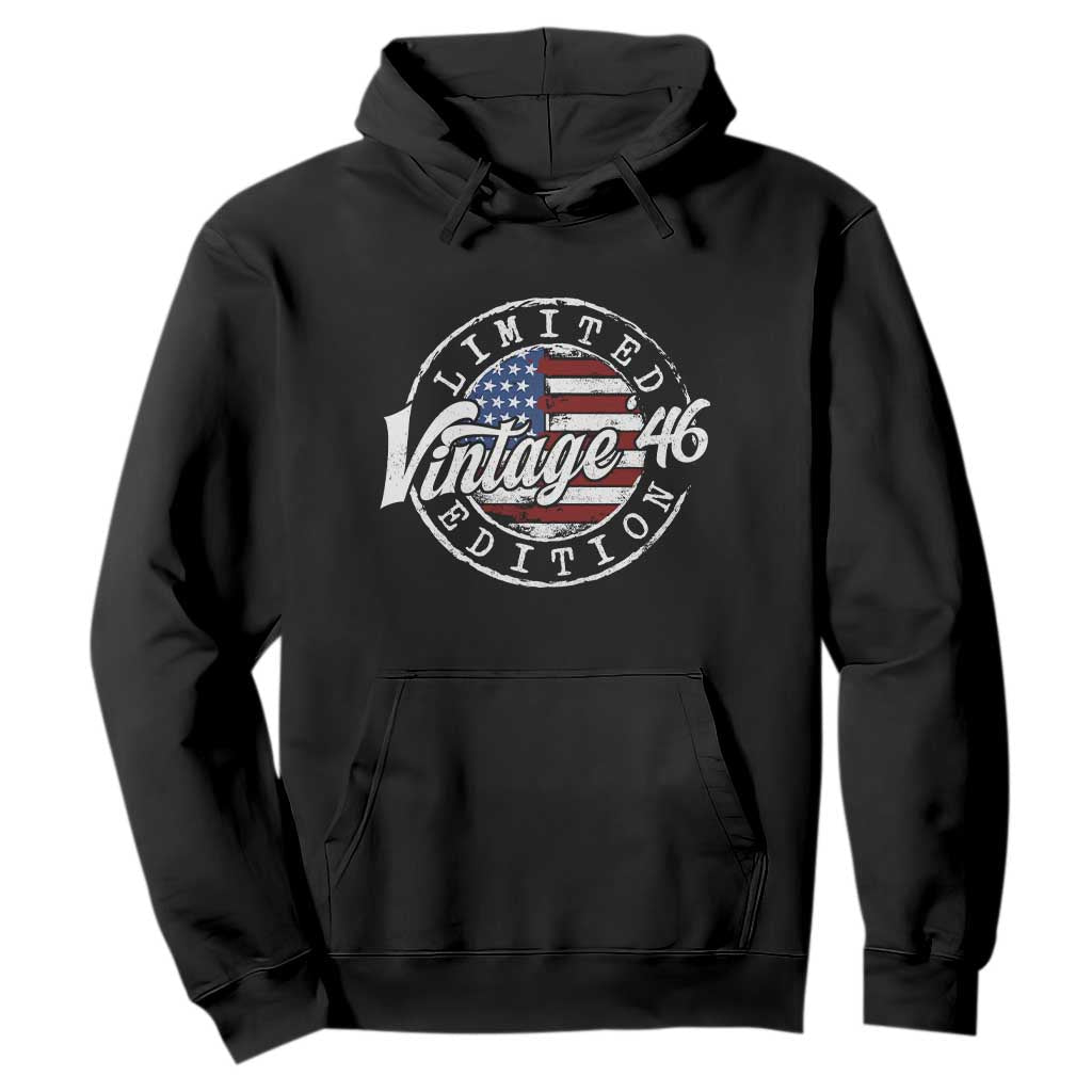 Funny 80th Birthday Hoodie Vintage 1946 Stamp 80 Years Old American Flag TS11 Black Print Your Wear