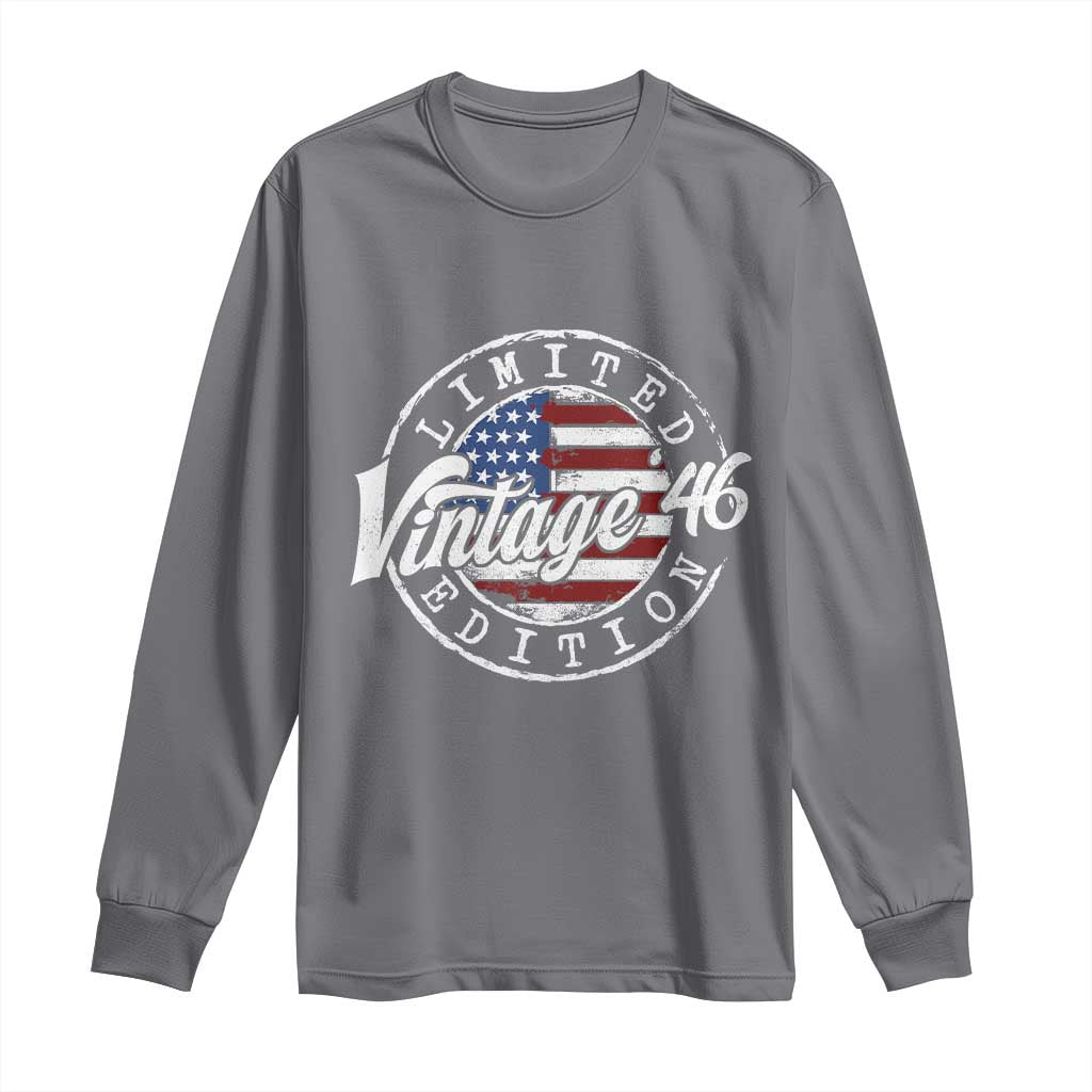 Funny 80th Birthday Long Sleeve Shirt Vintage 1946 Stamp 80 Years Old American Flag TS11 Charcoal Print Your Wear