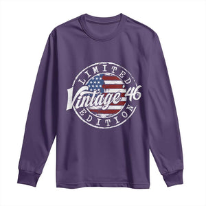 Funny 80th Birthday Long Sleeve Shirt Vintage 1946 Stamp 80 Years Old American Flag TS11 Purple Print Your Wear
