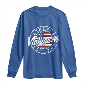 Funny 80th Birthday Long Sleeve Shirt Vintage 1946 Stamp 80 Years Old American Flag TS11 Royal Blue Print Your Wear
