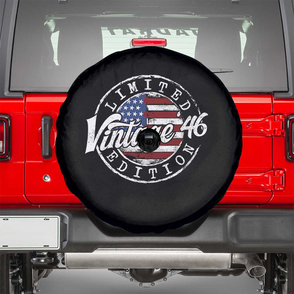 Funny 80th Birthday Spare Tire Cover Vintage 1946 Stamp 80 Years Old American Flag TS11 Black Print Your Wear