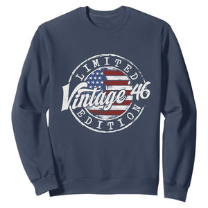 Funny 80th Birthday Sweatshirt Vintage 1946 Stamp 80 Years Old American Flag TS11 Navy Print Your Wear