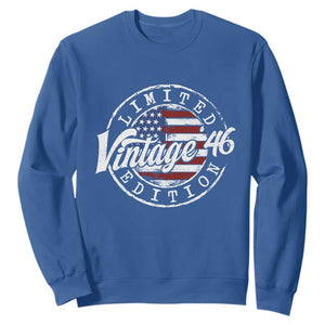 Funny 80th Birthday Sweatshirt Vintage 1946 Stamp 80 Years Old American Flag TS11 Royal Blue Print Your Wear