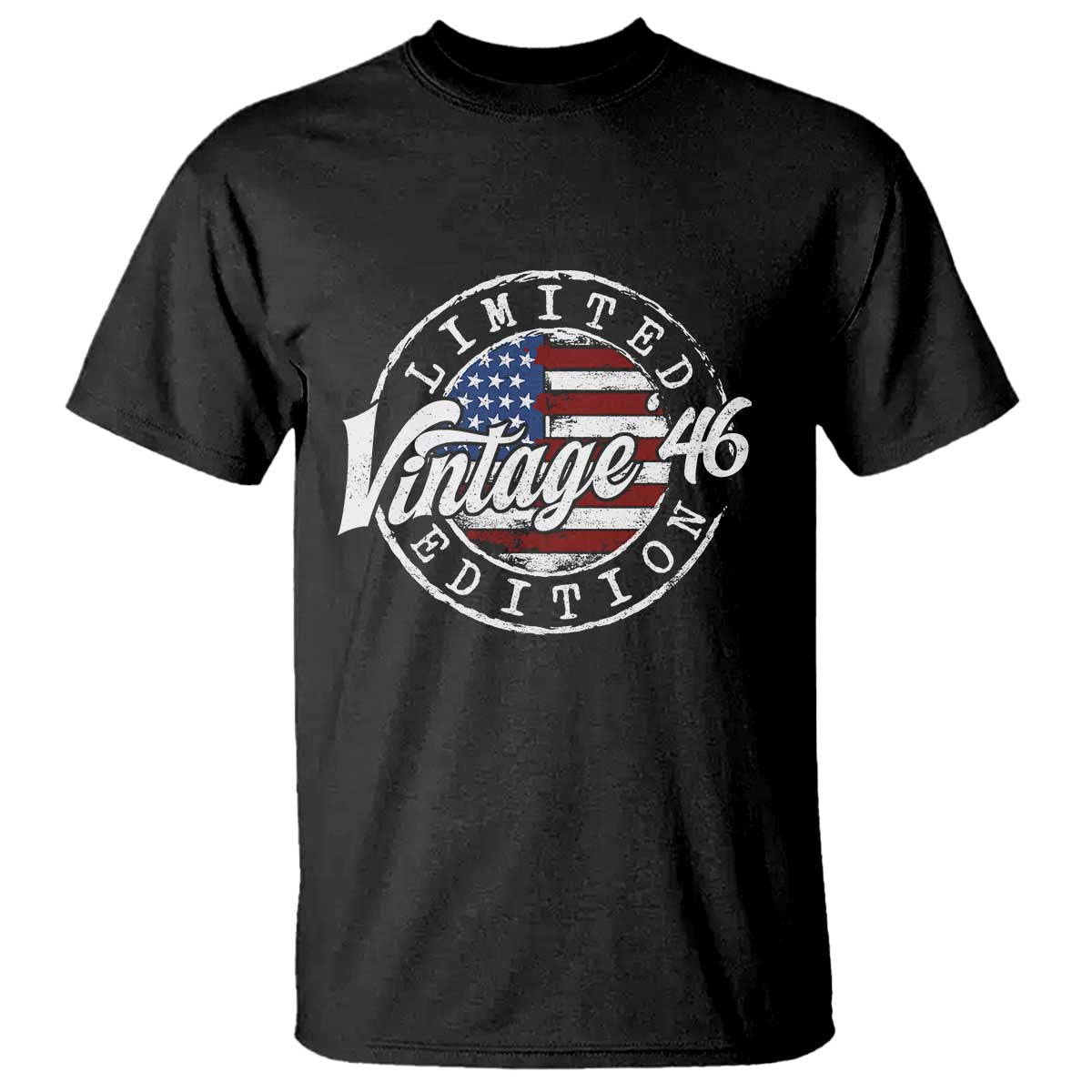Funny 80th Birthday T Shirt Vintage 1946 Stamp 80 Years Old American Flag TS11 Black Print Your Wear