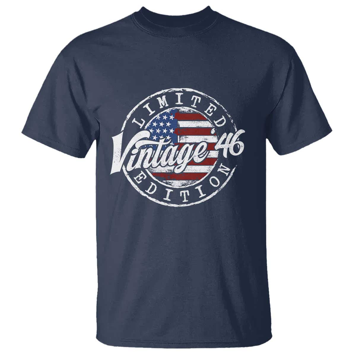 Funny 80th Birthday T Shirt Vintage 1946 Stamp 80 Years Old American Flag TS11 Navy Print Your Wear