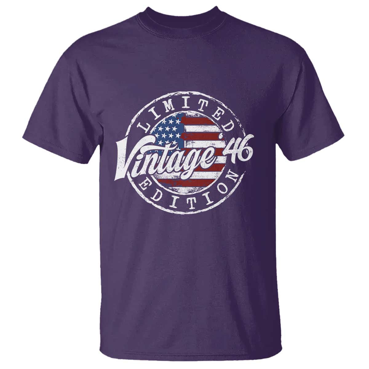Funny 80th Birthday T Shirt Vintage 1946 Stamp 80 Years Old American Flag TS11 Purple Print Your Wear
