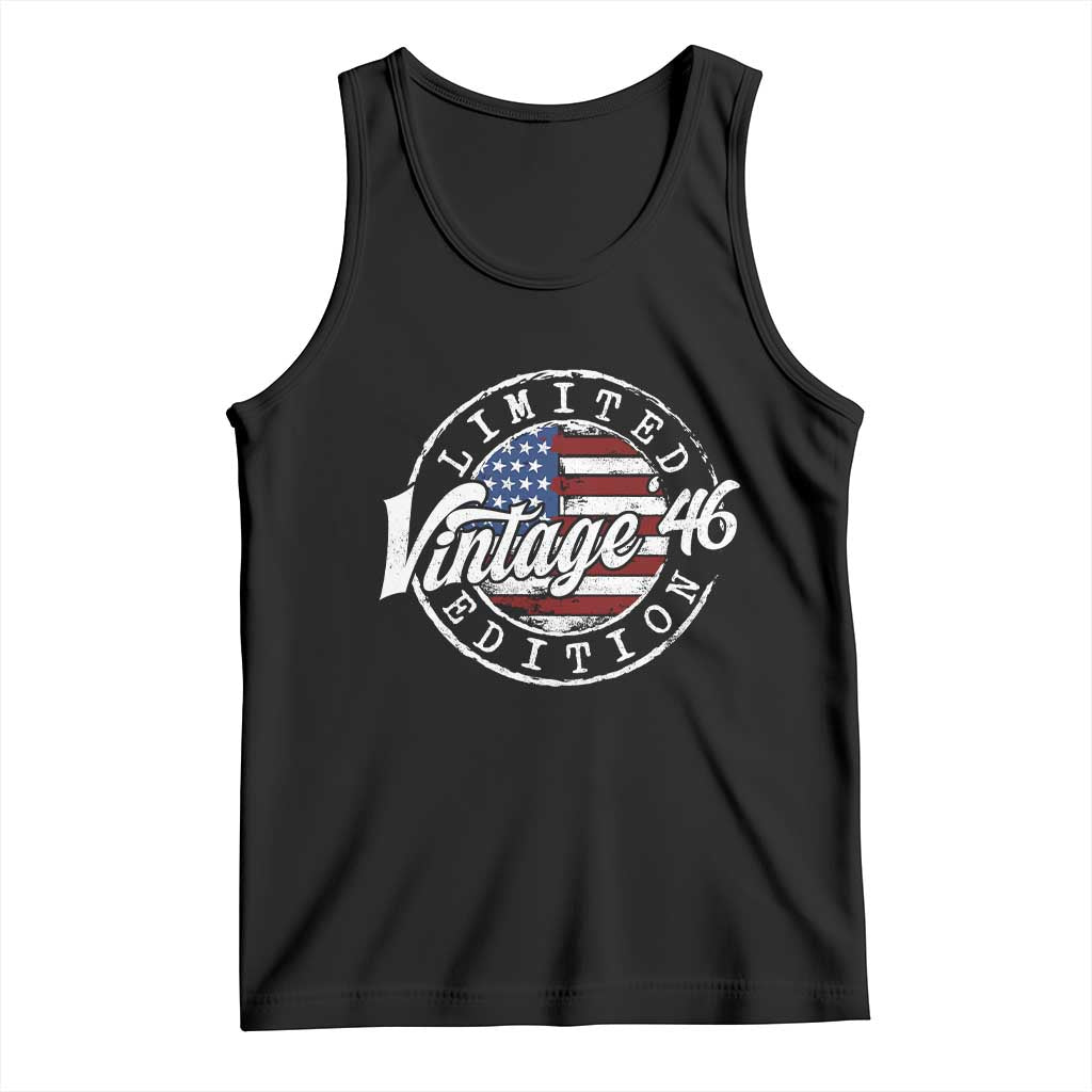 Funny 80th Birthday Tank Top Vintage 1946 Stamp 80 Years Old American Flag TS11 Black Print Your Wear