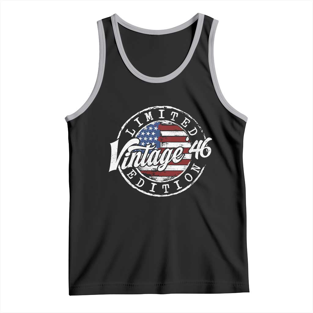 Funny 80th Birthday Tank Top Vintage 1946 Stamp 80 Years Old American Flag TS11 Black Athletic Heather Print Your Wear