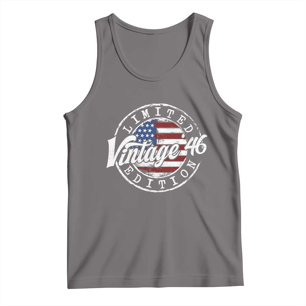 Funny 80th Birthday Tank Top Vintage 1946 Stamp 80 Years Old American Flag TS11 Deep Heather Print Your Wear