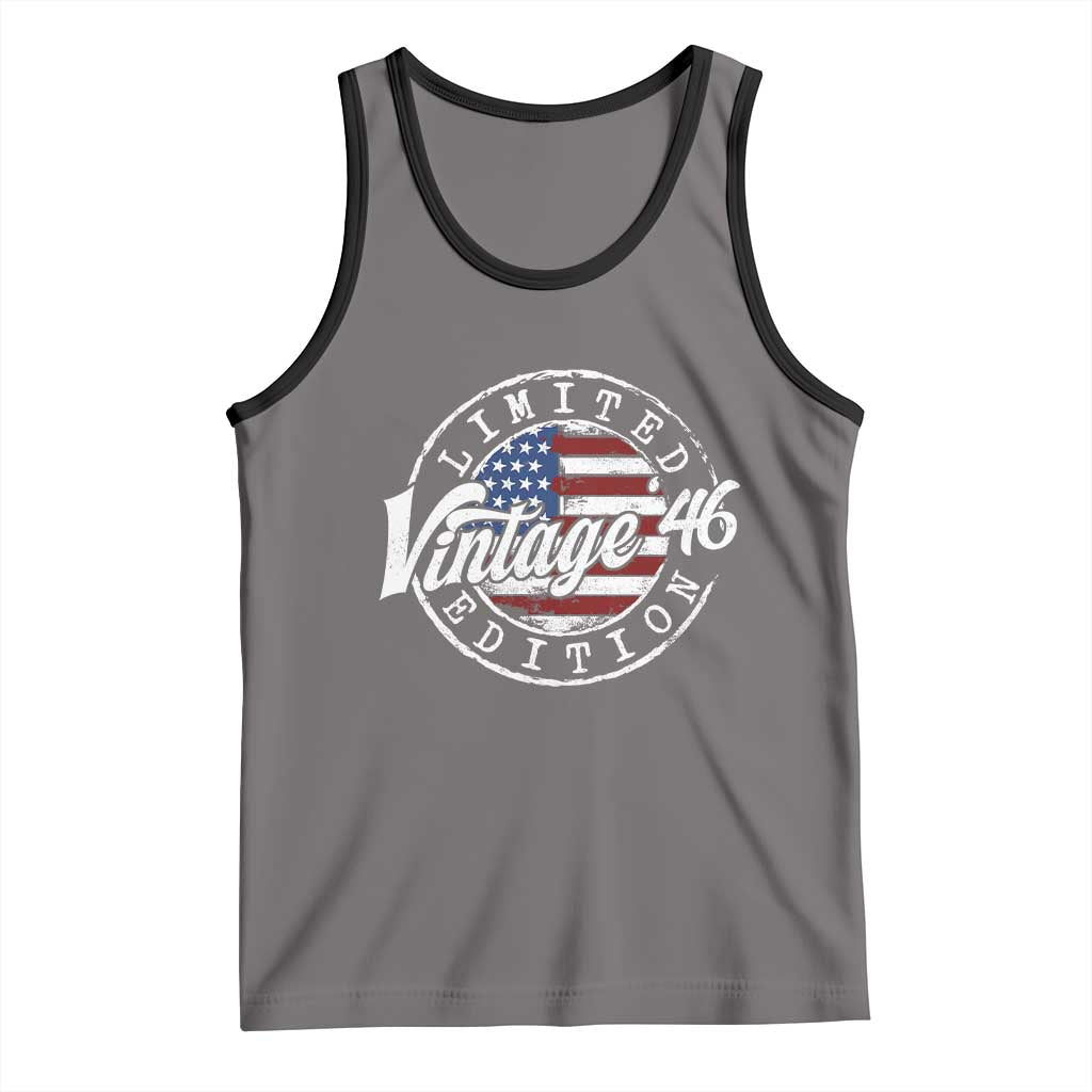 Funny 80th Birthday Tank Top Vintage 1946 Stamp 80 Years Old American Flag TS11 Deep Heather Black Print Your Wear