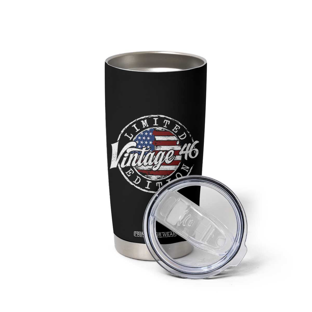 Funny 80th Birthday Tumbler Cup Vintage 1946 Stamp 80 Years Old American Flag TS11 Print Your Wear