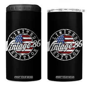 Funny 40th Birthday 4 in 1 Can Cooler Tumbler Vintage 1986 Stamp 40 Years Old American Flag TS11 One Size: 16 oz Black Print Your Wear