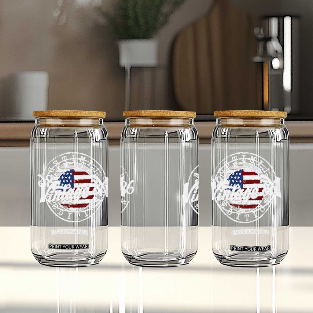 Funny 40th Birthday Glass Can Vintage 1986 Stamp 40 Years Old American Flag TS11 Print Your Wear