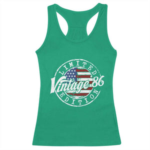 Funny 40th Birthday Racerback Tank Top Vintage 1986 Stamp 40 Years Old American Flag TS11 Irish Green Print Your Wear