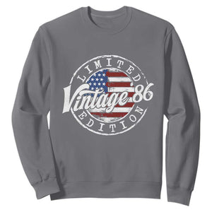 Funny 40th Birthday Sweatshirt Vintage 1986 Stamp 40 Years Old American Flag TS11 Charcoal Print Your Wear