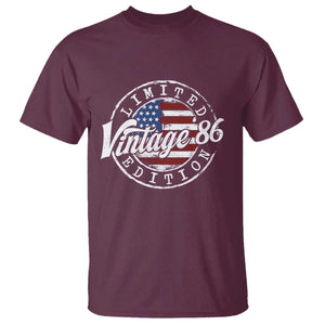 Funny 40th Birthday T Shirt Vintage 1986 Stamp 40 Years Old American Flag TS11 Maroon Print Your Wear