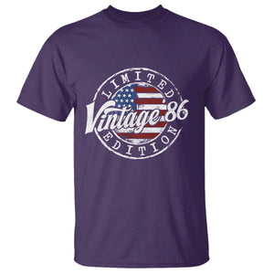 Funny 40th Birthday T Shirt Vintage 1986 Stamp 40 Years Old American Flag TS11 Purple Print Your Wear